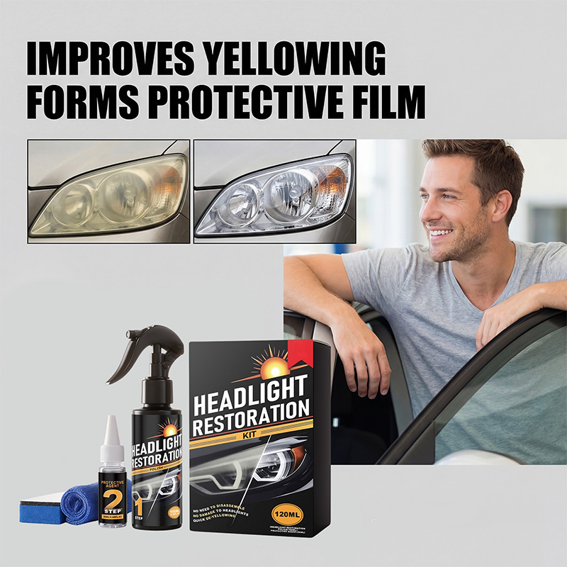 ⏳LAST DAY - Buy 2 Get 1 Free!!✨Professional Headlight Cleaner and Restorer Kit