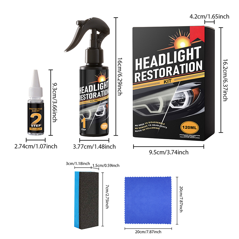 ⏳LAST DAY - Buy 2 Get 1 Free!!✨Professional Headlight Cleaner and Restorer Kit