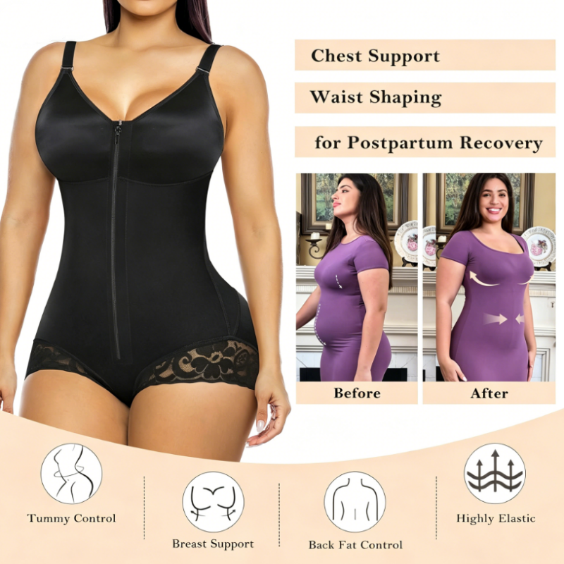 👙 LIMITED-TIME 50% OFF! 💥 Women's Tummy Control Zip Bodysuit – 360° Compression, Adjustable Straps, Hourglass ✨