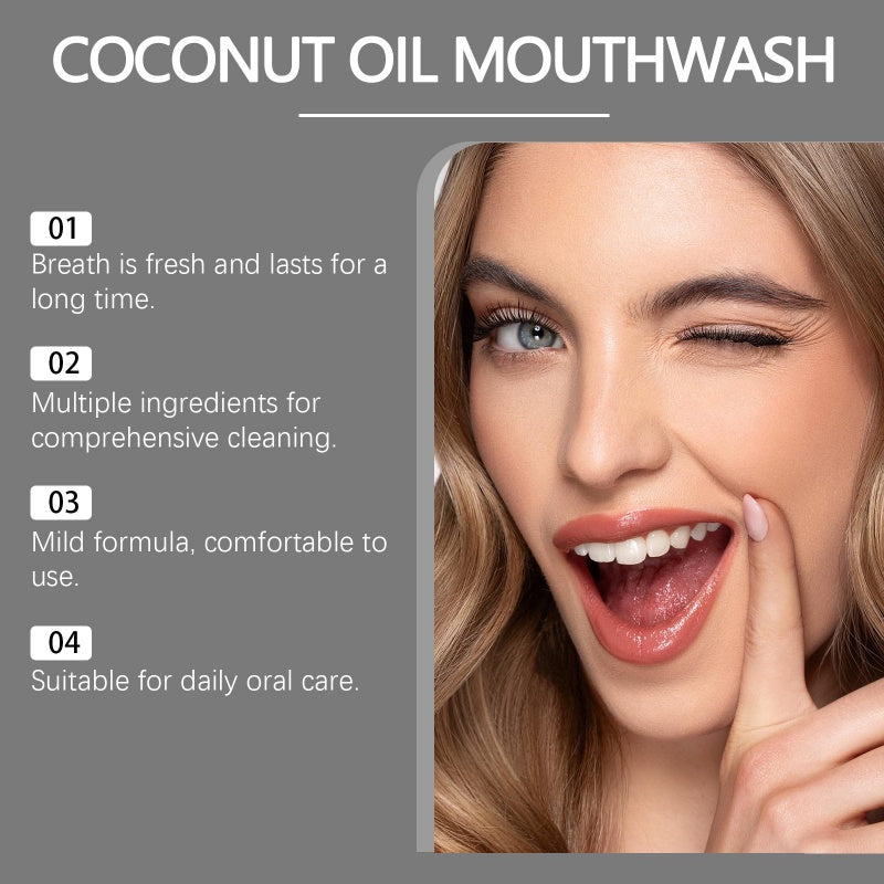 🔥BUY 2 GET 1 FREE🦷👍HOT SALE - Natural Coconut & Mint Oil Mouthwash Concentrate