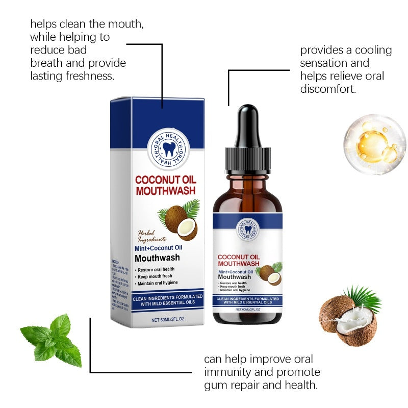 🔥BUY 2 GET 1 FREE🦷👍HOT SALE - Natural Coconut & Mint Oil Mouthwash Concentrate
