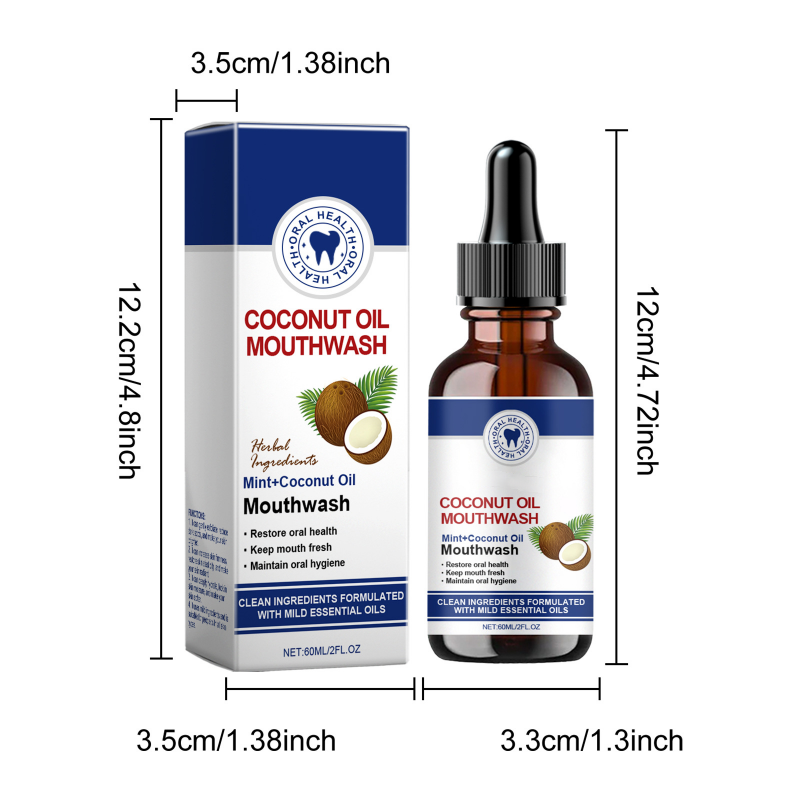 🔥BUY 2 GET 1 FREE🦷👍HOT SALE - Natural Coconut & Mint Oil Mouthwash Concentrate