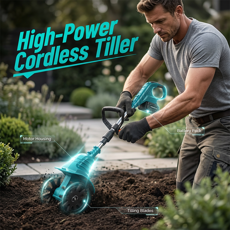 Cordless Electric Garden Tiller & Cultivator