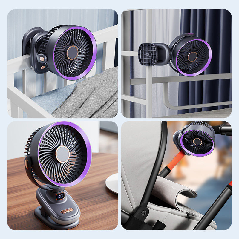 Portable Rechargeable Clip-On Automatic Oscillating Fan