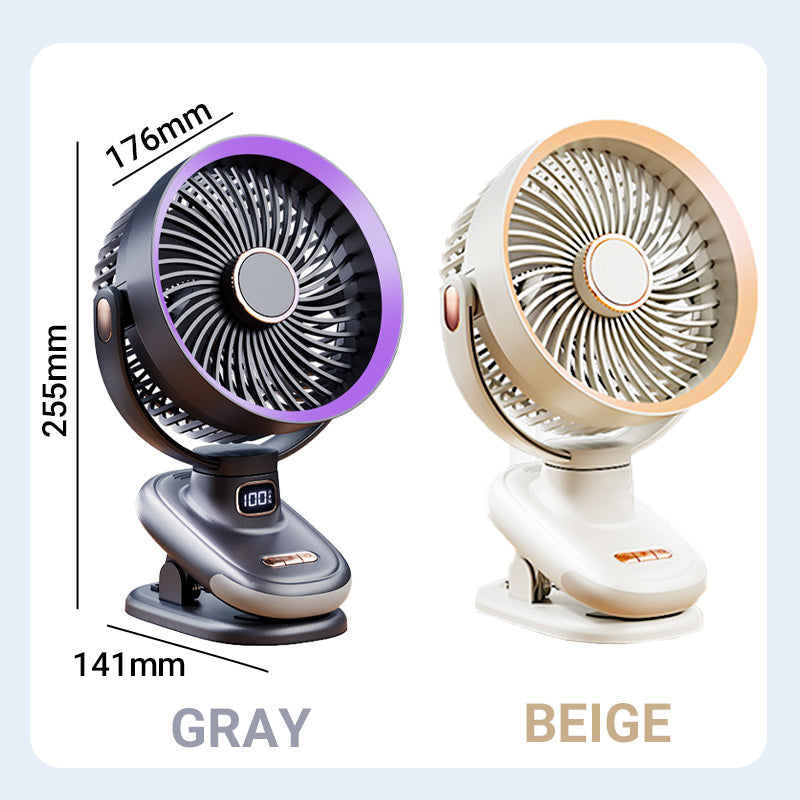 Portable Rechargeable Clip-On Automatic Oscillating Fan