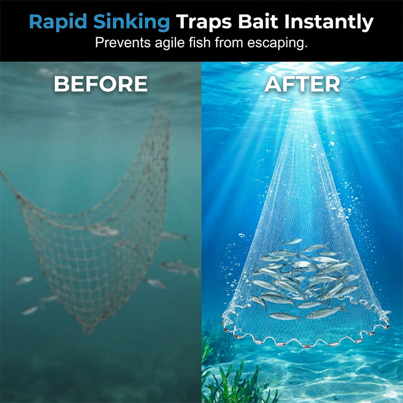 ⏳Time-Limited Special⏰Easy-Throw Cast Net – Heavy-Duty Mesh, Rapid Sinking & Versatile – For Freshwater & Saltwater 🐟