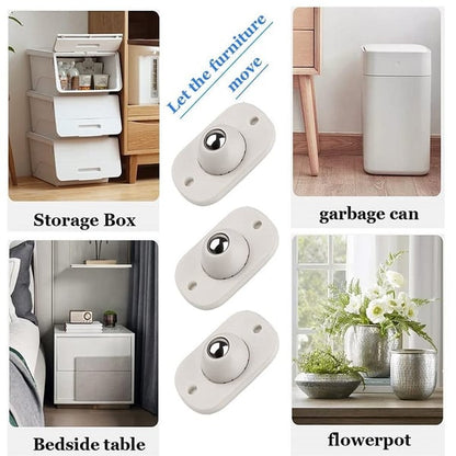 🛋️50% OFF NOW! Universal Stainless Steel Ball Caster Wheels‑Self‑Adhesive Mini Furniture Moving Casters, 360‑Degree Rotation Sticky Roller for Storage Boxes, Nightstands, Trash Cans & Flower Pots