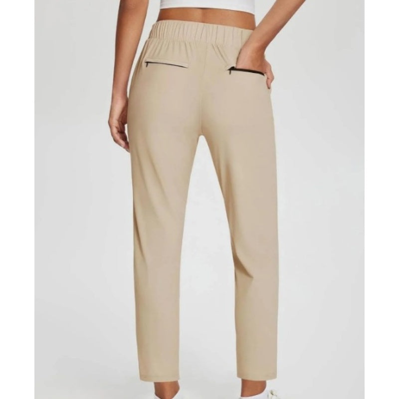 High-Waist Zipper-Pocket Pants – Tummy Control & Breathable Stretch