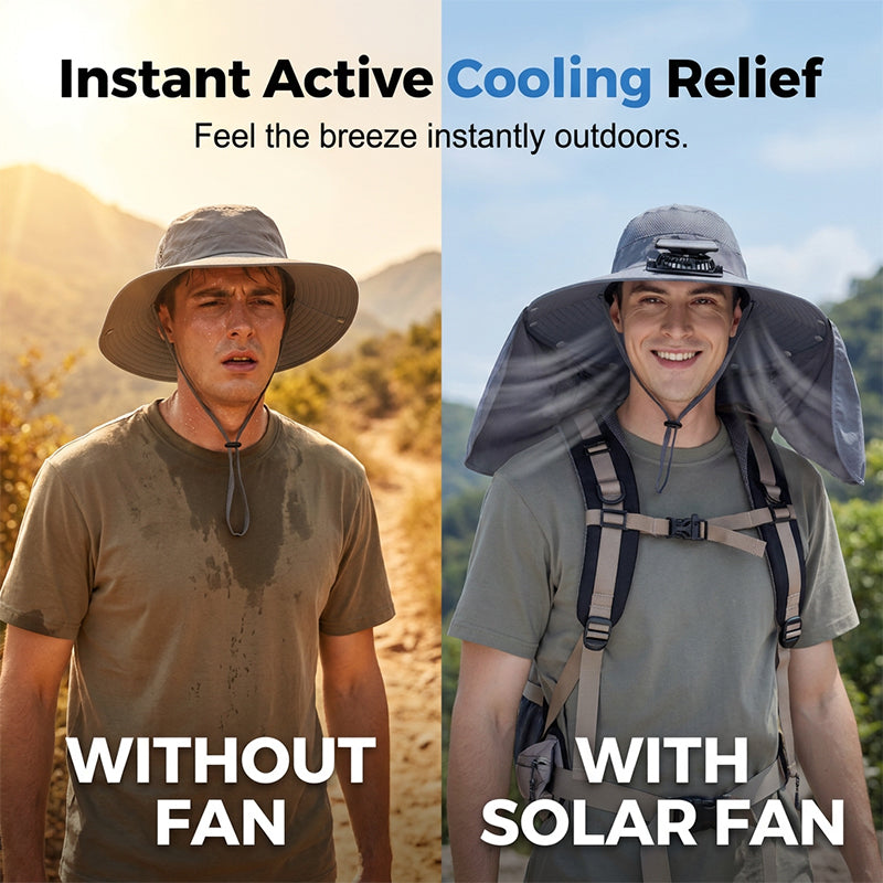 Breathable Fisherman Hat with Solar Fan