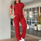⏰🔥LIMITED TIME 50% OFF!🔥Women's Casual Short Sleeve Top & Wide Leg Pants Set