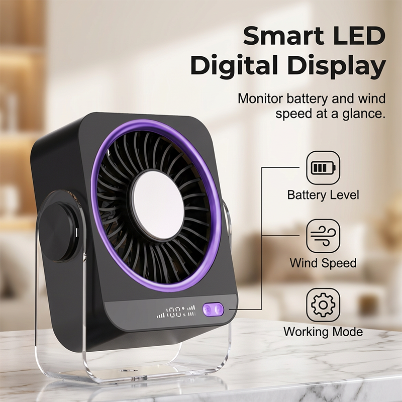 Portable Desk & Wall Fan with LED Display