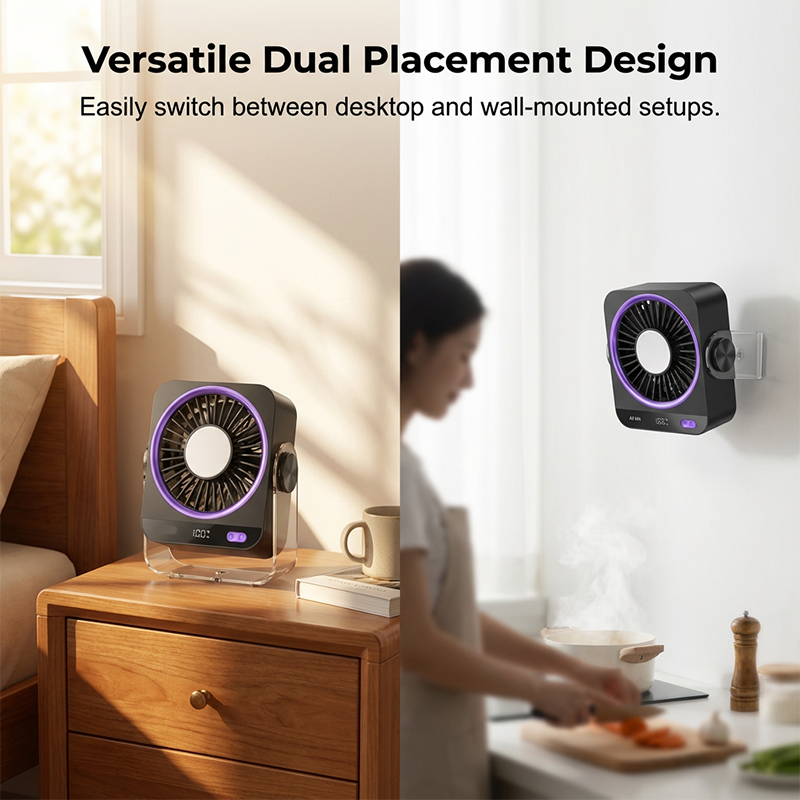 Portable Desk & Wall Fan with LED Display