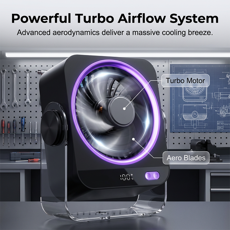 Portable Desk & Wall Fan with LED Display