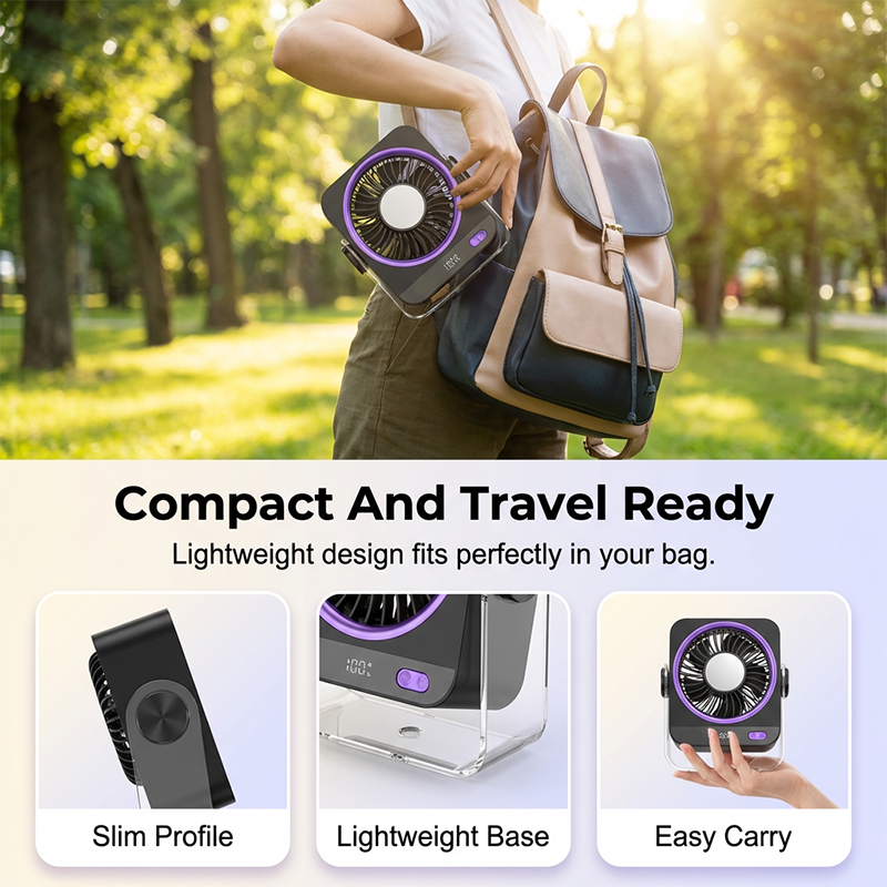Portable Desk & Wall Fan with LED Display