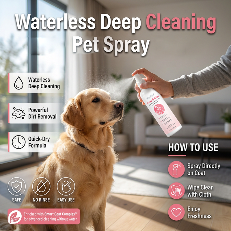 🐶🐱 3-in-1 Waterless Pet Spray – No-Rinse Deep Clean, Detangler & Coat Conditioner for Dogs and Cats