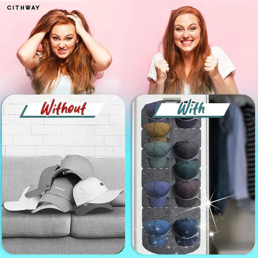 🥳2026 HOT SALE🥳💞50K+ SOLD!🎩🧢 50% OFF! Hanging Hat Rack with 14 Pockets – Keeps hats in shape, no creases. Space‑saving, easy to hang. Perfect for caps & sun hats! 🏠✨