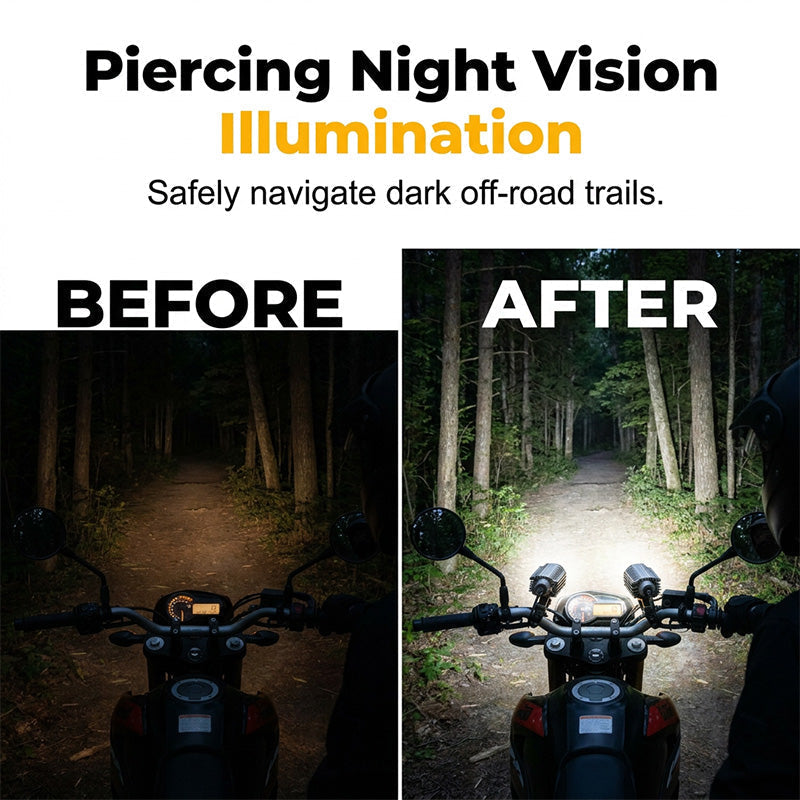Universal Motorcycle LED Spotlight Dual Color Auxiliary Driving Light