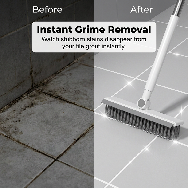 🔥50% OFF!🔥 2-in-1 Grout & Corner Scrubber Brush with Squeegee