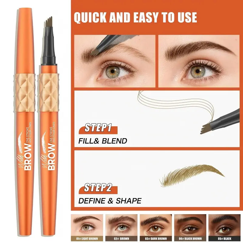 Waterproof Four-Fork Liquid Eyebrow Pencil