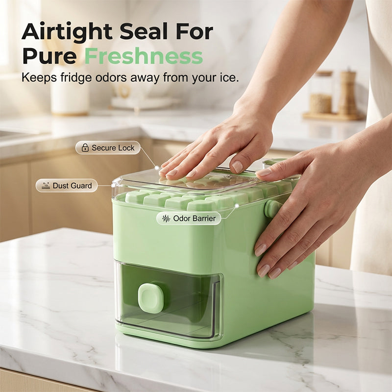 Press-Type Ice Cube Maker with Storage Bin
