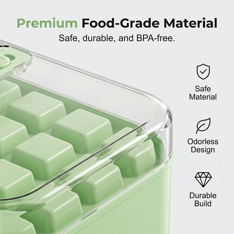 Press-Type Ice Cube Maker with Storage Bin