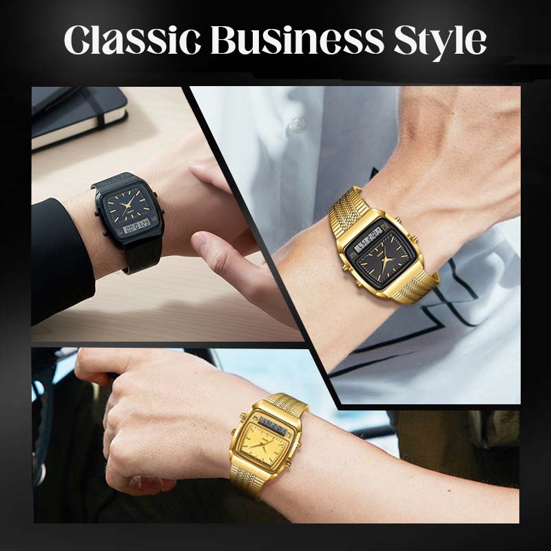 ⏱️ Vintage-Style Square Watch with Multifunction Display — Classic Retro Design, Modern Features