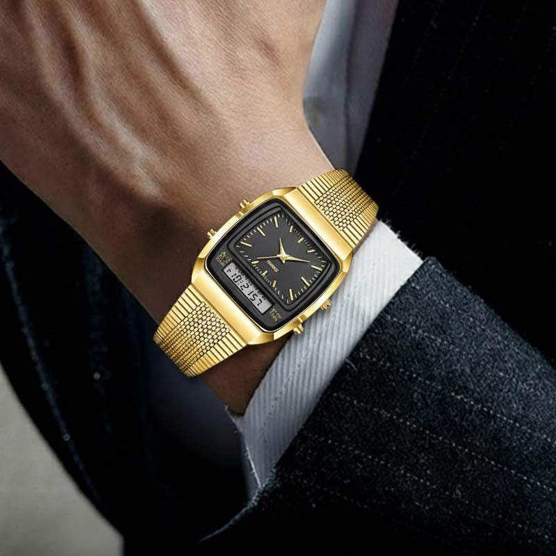 ⏱️ Vintage-Style Square Watch with Multifunction Display — Classic Retro Design, Modern Features