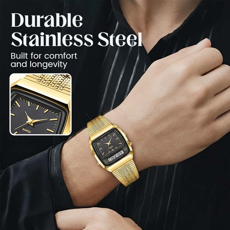 ⏱️ Vintage-Style Square Watch with Multifunction Display — Classic Retro Design, Modern Features
