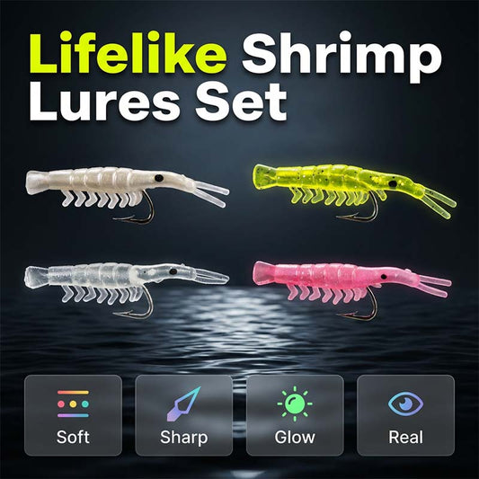 50PCS Lifelike Shrimp Lures Set with Hooks