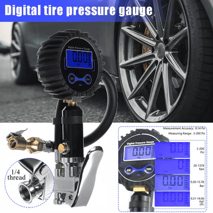 ✨50% OFF🔧 Digital Tyre Pressure Gauge & Inflator: ±1% Accuracy, 4 Units, Brass & Steel