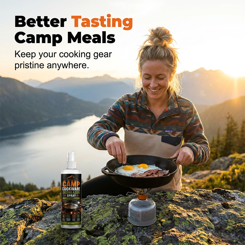 Camping Cookware Degreaser Spray with Cleaning Towel