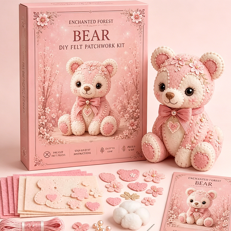 🎀49% OFF🎁Pink Enchanted Forest DIY Felt Patchwork Kit