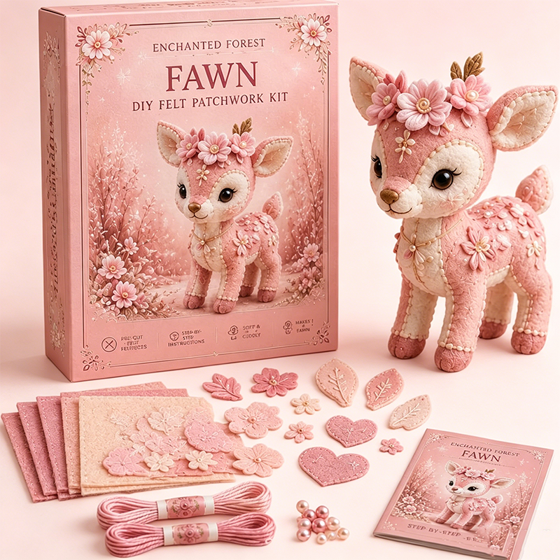 🎀49% OFF🎁Pink Enchanted Forest DIY Felt Patchwork Kit
