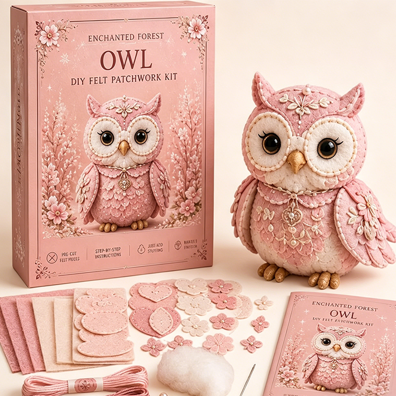 🎀49% OFF🎁Pink Enchanted Forest DIY Felt Patchwork Kit