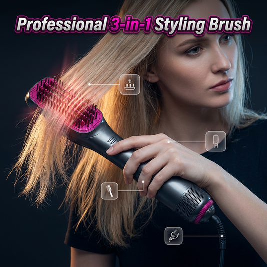 💇‍♀️ 50% OFF NOW! 💨 3-in-1 Hot Air Brush – Straighten, Curl & Volumize Without Heat Damage ✨