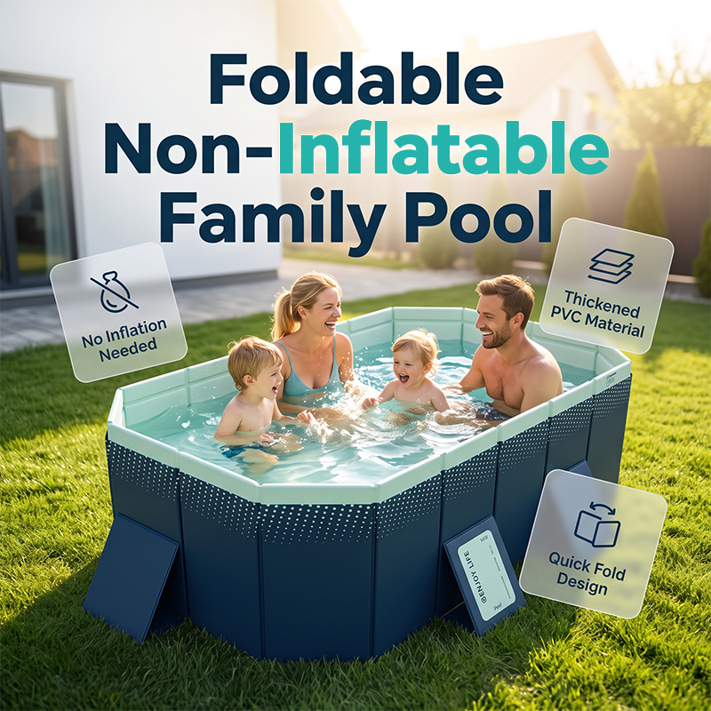 🏊‍♂️💦 Foldable family pool – no inflation, fast drain, compact storage!
