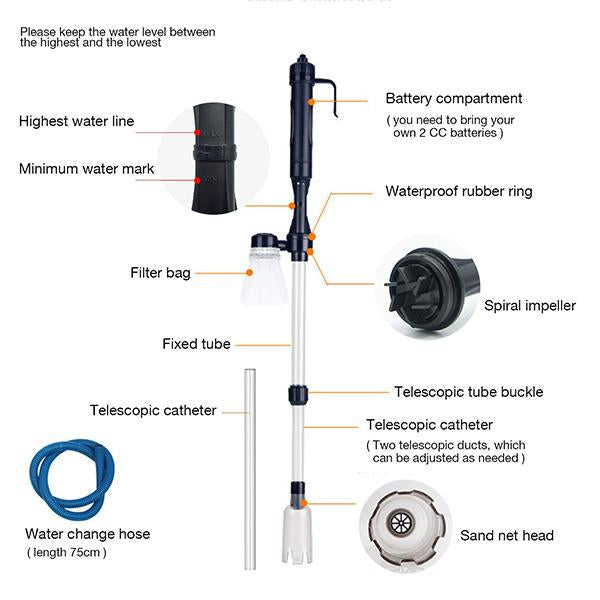 🐠 50% OFF⚡50K+ SOLD 🐟Electric Aquarium Gravel Cleaner—battery-operated, adjustable length, and easy to use—suitable for all aquariums 🧹🐟