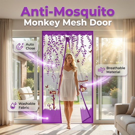 Anti-Mosquito Mesh Door with Monkey Pattern