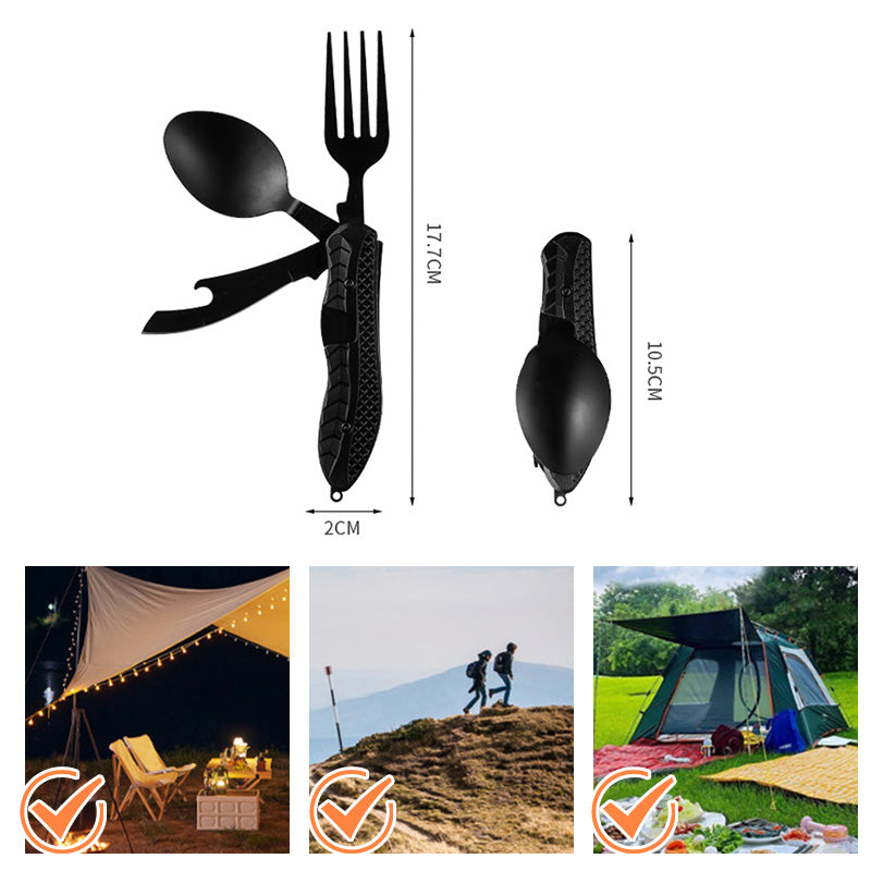 🏆 Last Day Special Price £8.99! 🍴Must-have for outdoor trips 🥄4-In-1 Outdoor Folding Multifunctional Tableware