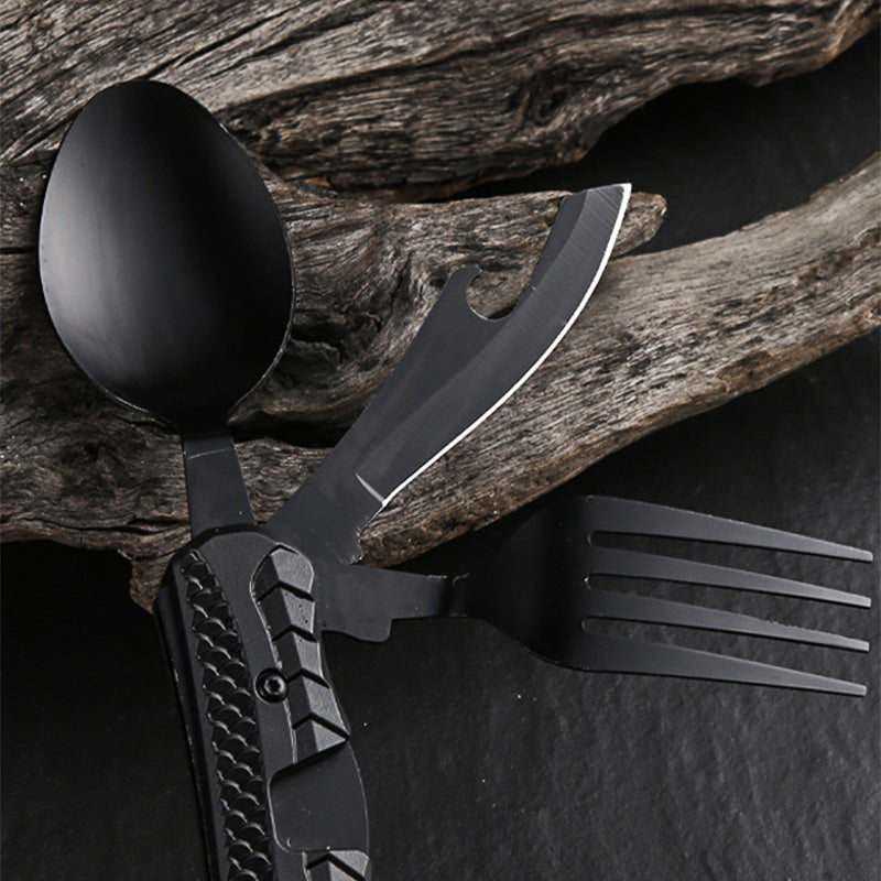 🏆 Last Day Special Price £8.99! 🍴Must-have for outdoor trips 🥄4-In-1 Outdoor Folding Multifunctional Tableware