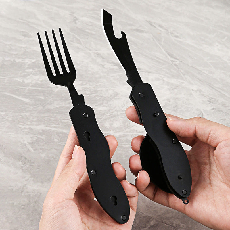 🏆 Last Day Special Price £8.99! 🍴Must-have for outdoor trips 🥄4-In-1 Outdoor Folding Multifunctional Tableware