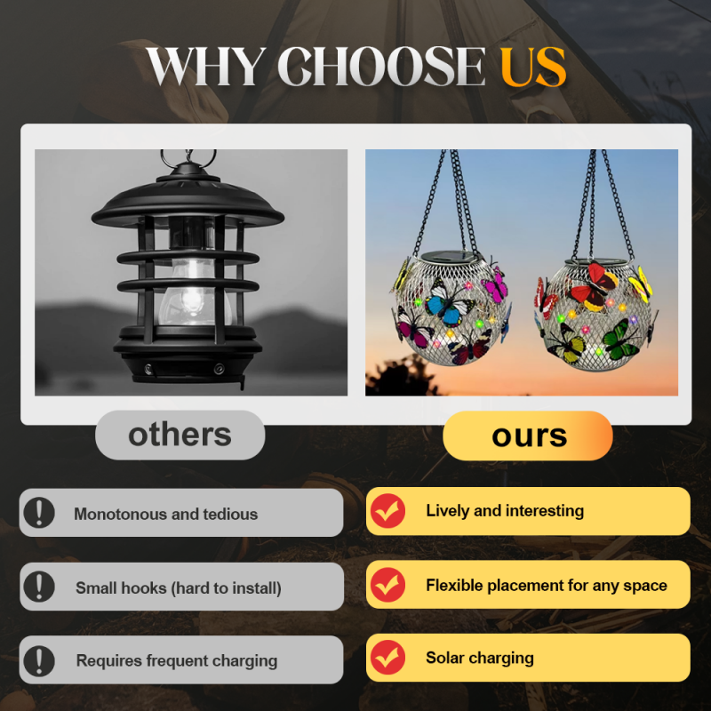 🦋 Solar Iron Lantern with Butterfly Motif – Weatherproof, Bright & Decorative, Perfect for Garden, Patio & Balcony ☀️✨