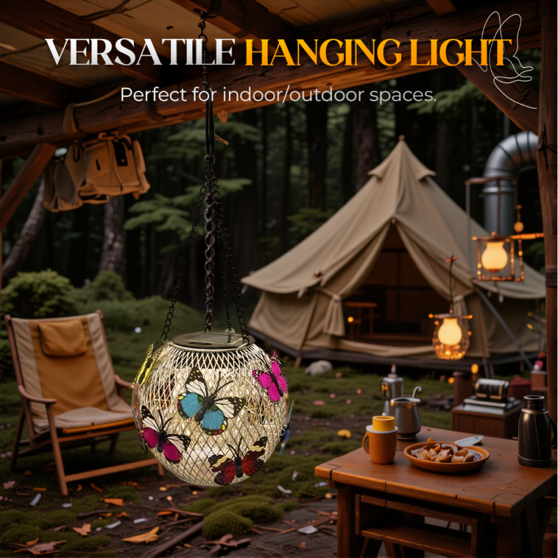 🦋 Solar Iron Lantern with Butterfly Motif – Weatherproof, Bright & Decorative, Perfect for Garden, Patio & Balcony ☀️✨
