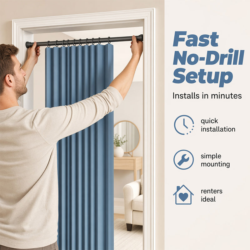 ⏰🔥LIMITED TIME 49% OFF! ⭐No-Drill Magnetic Accordion Door Curtain