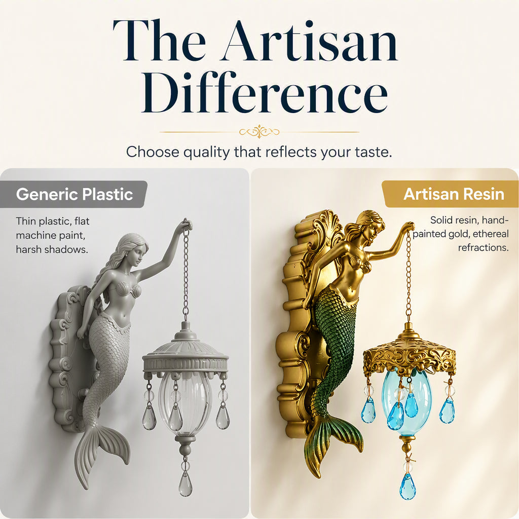 Hand-Painted Mermaid Wall Sconce – Nautical & Artisan Design