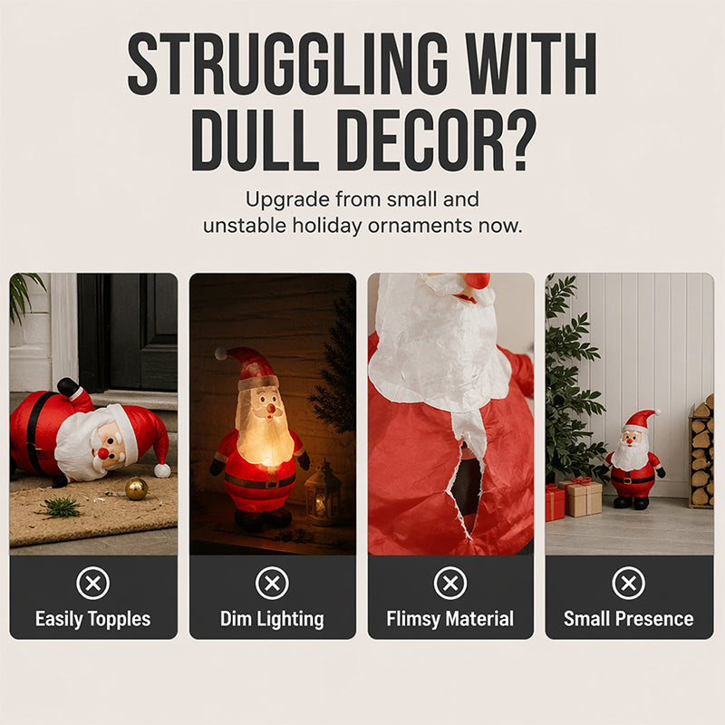 🔥HOT SALE!🎅150cm Inflatable Santa Claus Tumbler with LED Light Christmas Outdoor Party Decoration