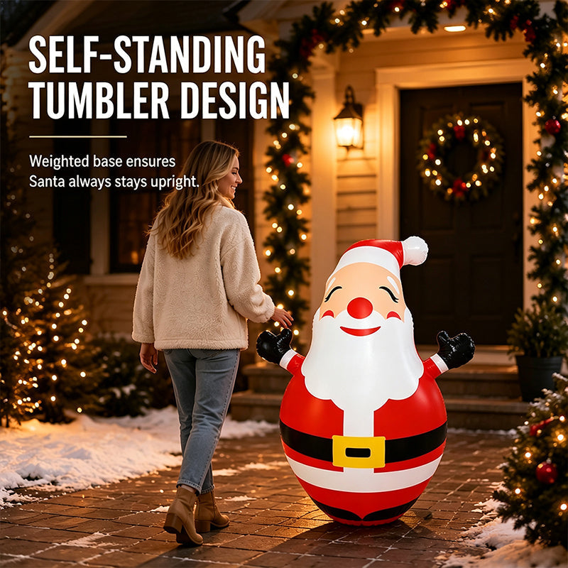 🔥HOT SALE!🎅150cm Inflatable Santa Claus Tumbler with LED Light Christmas Outdoor Party Decoration
