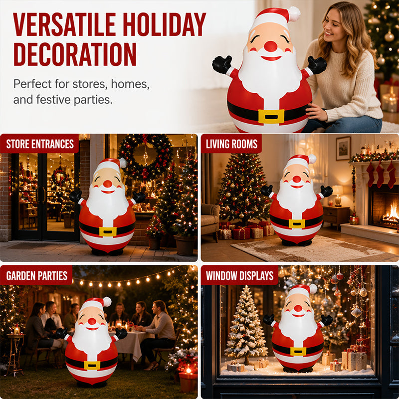 🔥HOT SALE!🎅150cm Inflatable Santa Claus Tumbler with LED Light Christmas Outdoor Party Decoration