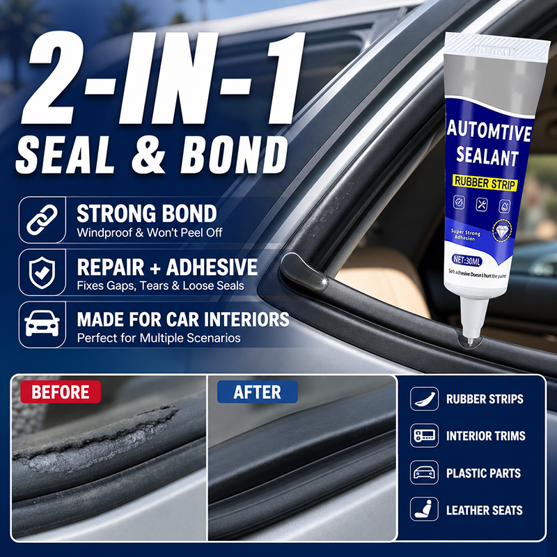 🚗50% OFF NOW! Car Door Rubber Sealant Adhesive – 2‑In‑1 Seal & Bond Automotive Repair Glue, Fixes Rubber Strip Gaps, Tears & Loose Trim for Car Interior Parts