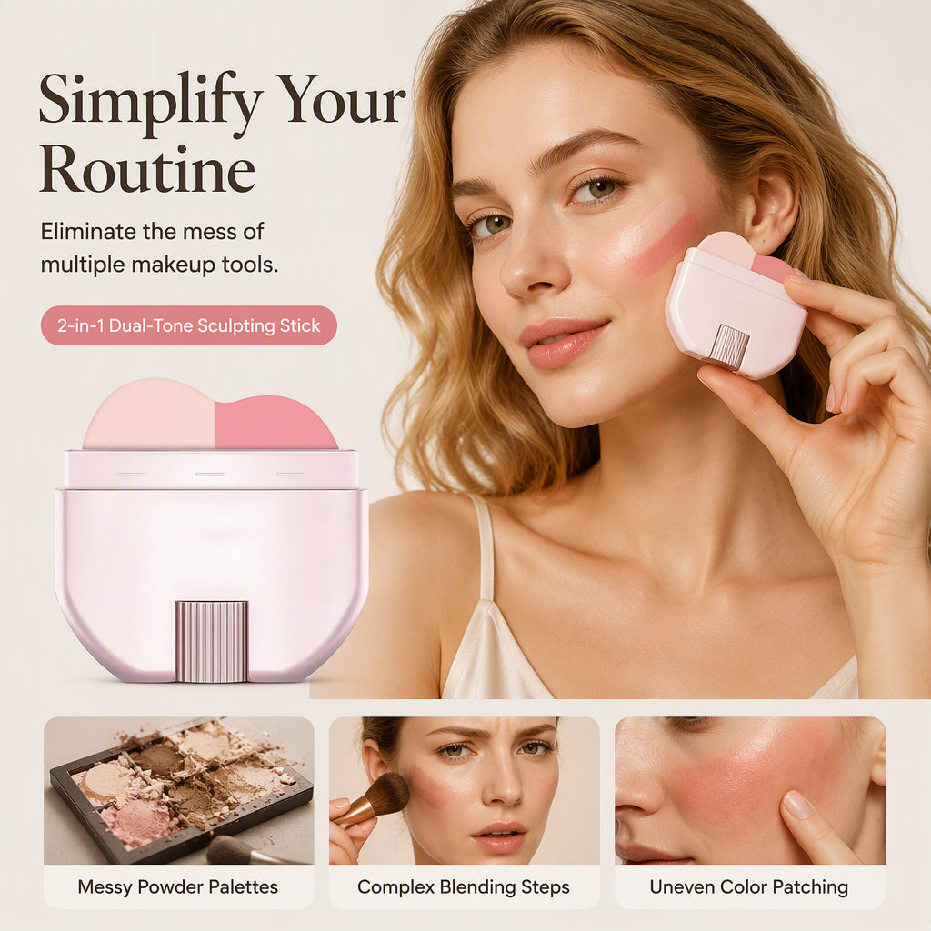 2-in-1 Blush & Highlighter Stick – One-Stroke & Blendable Design, No Patchy Finish